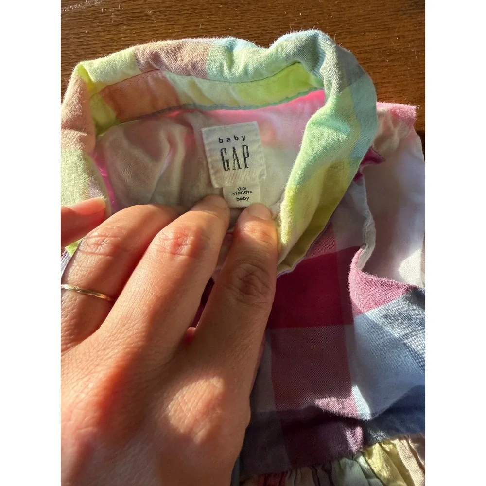 Baby Gap 0-3 Months Girl Clothing Bundle Dresses Bloomers Pink Plaid Cotton 3 Pc